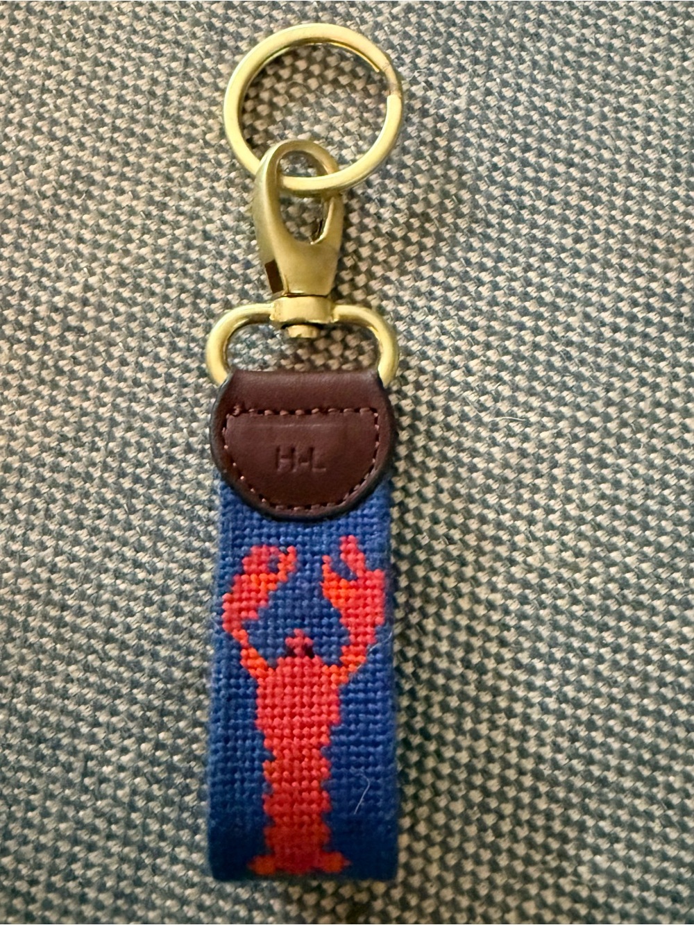 Harding Lane Needlepoint Key Fob with Lobster design